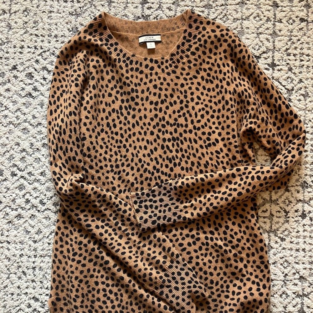 J. Crew 100% Cashmere S Small Leopard Sweater